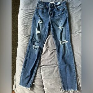 Eunina Blue Skinny Jeans with Distressed Details